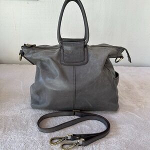 HOBO INT'L Sheila L Grey Leather Satchel Crossbody Shoulder Bag Driftwood EUC